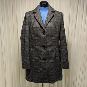 Maralyn & Me Plaid Trench Coat in Black and Gray